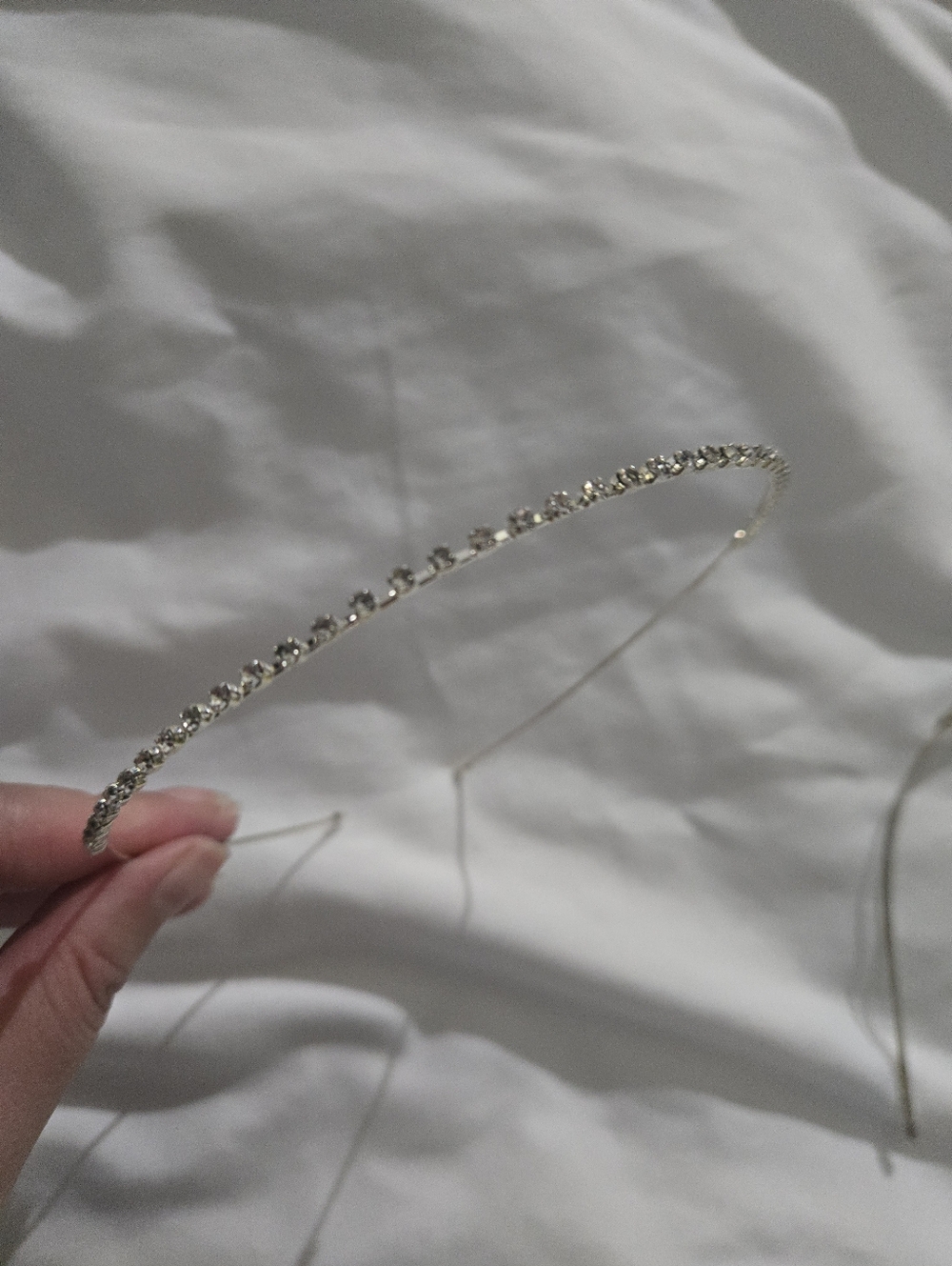 2-piece Rhinestone Double And Single Headband - Silver - Picture 4 of 6